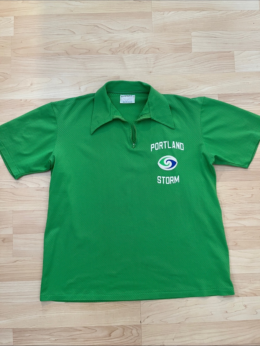 Vintage Portland Storm 70s World Football League Green Mesh Polo